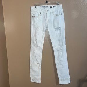 Miss Me white distressed 27 cuffed skinny jeans